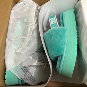 New Ugg Disco Slide Flatform Platform Sandal Slippers Tidepool Teal Mint